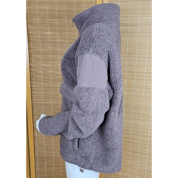 Victorias Secret Sherpa Pullover Sweater Womens L Brown Teddy 1/2 Zip Jacket - Picture 3 of 10